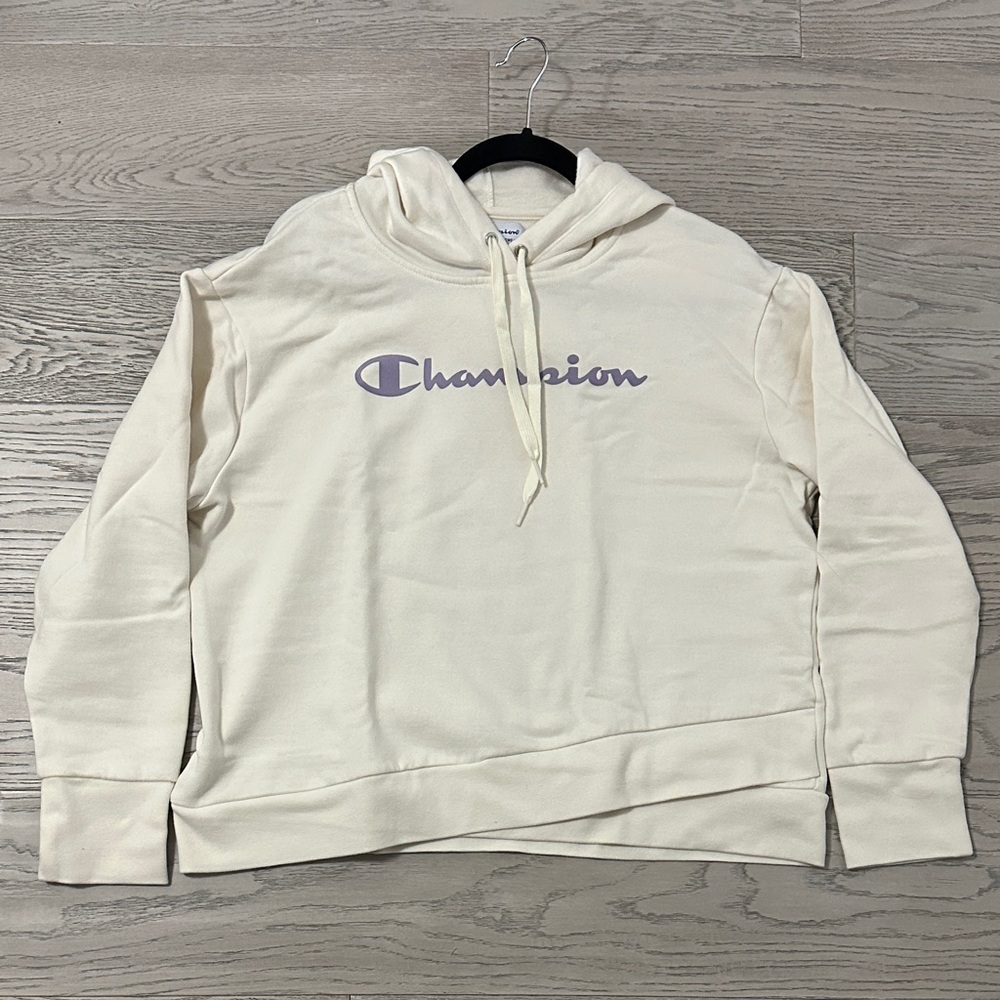 Champion Off-White Hoodie with Classic Logo